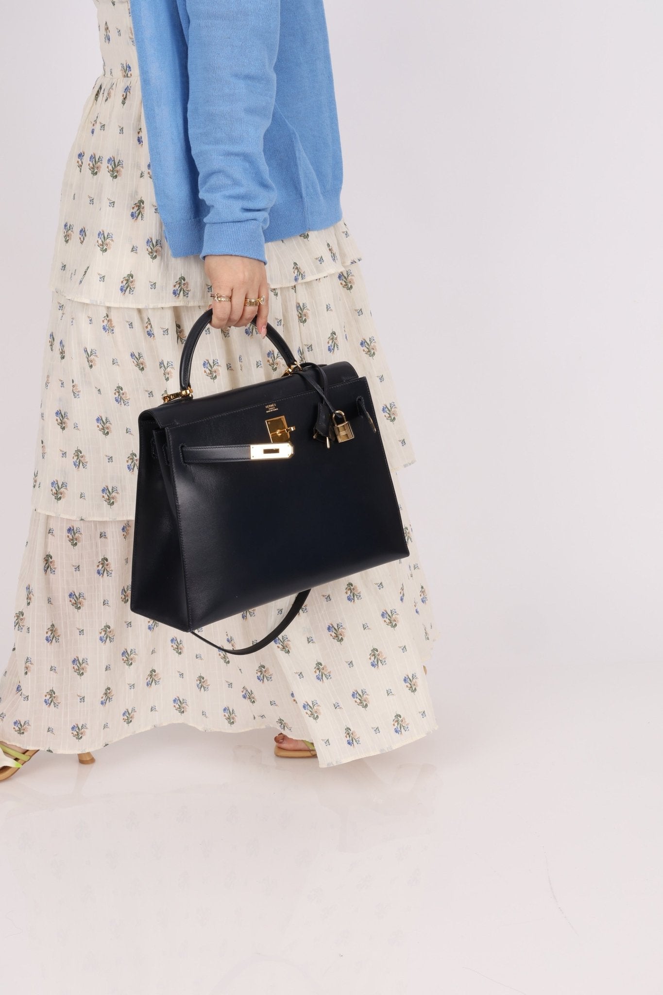 Hermès 1966 Bleu Marine Boxcalf Sellier Kelly 32 GHW - FashioNica