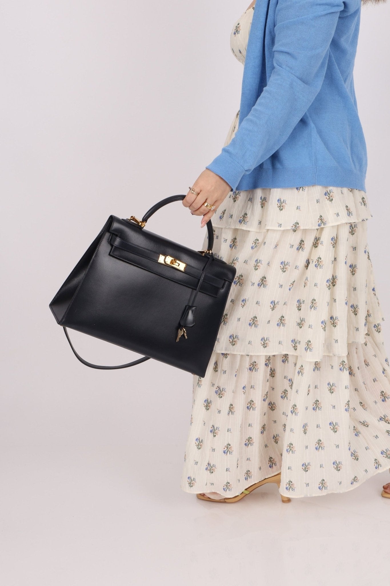 Hermès 1966 Bleu Marine Boxcalf Sellier Kelly 32 GHW - FashioNica