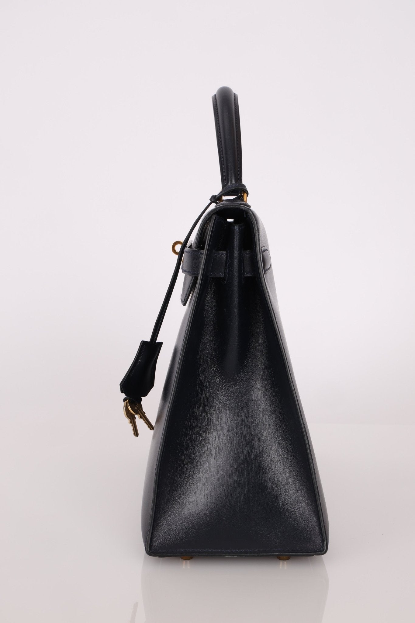 Hermès 1966 Bleu Marine Boxcalf Sellier Kelly 32 GHW - FashioNica