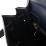 Hermès 1966 Bleu Marine Boxcalf Sellier Kelly 32 GHW - FashioNica