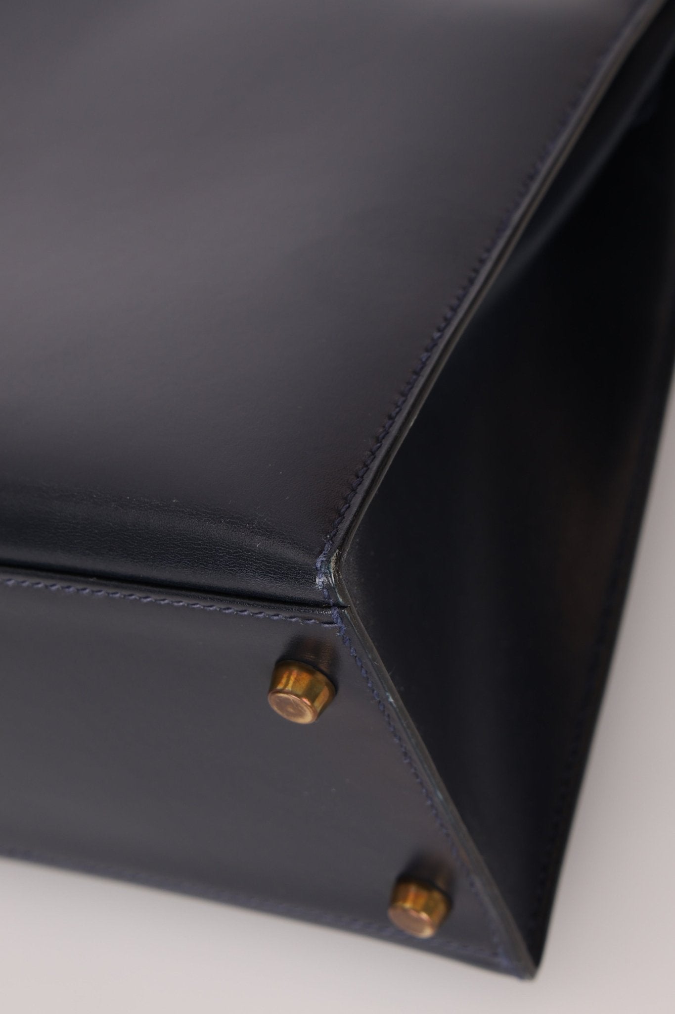 Hermès 1966 Bleu Marine Boxcalf Sellier Kelly 32 GHW - FashioNica