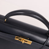 Hermès 1966 Bleu Marine Boxcalf Sellier Kelly 32 GHW - FashioNica