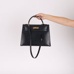 Hermès 1966 Bleu Marine Boxcalf Sellier Kelly 32 GHW - FashioNica