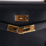 Hermès 1966 Bleu Marine Boxcalf Sellier Kelly 32 GHW - FashioNica