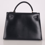 Hermès 1966 Bleu Marine Boxcalf Sellier Kelly 32 GHW - FashioNica