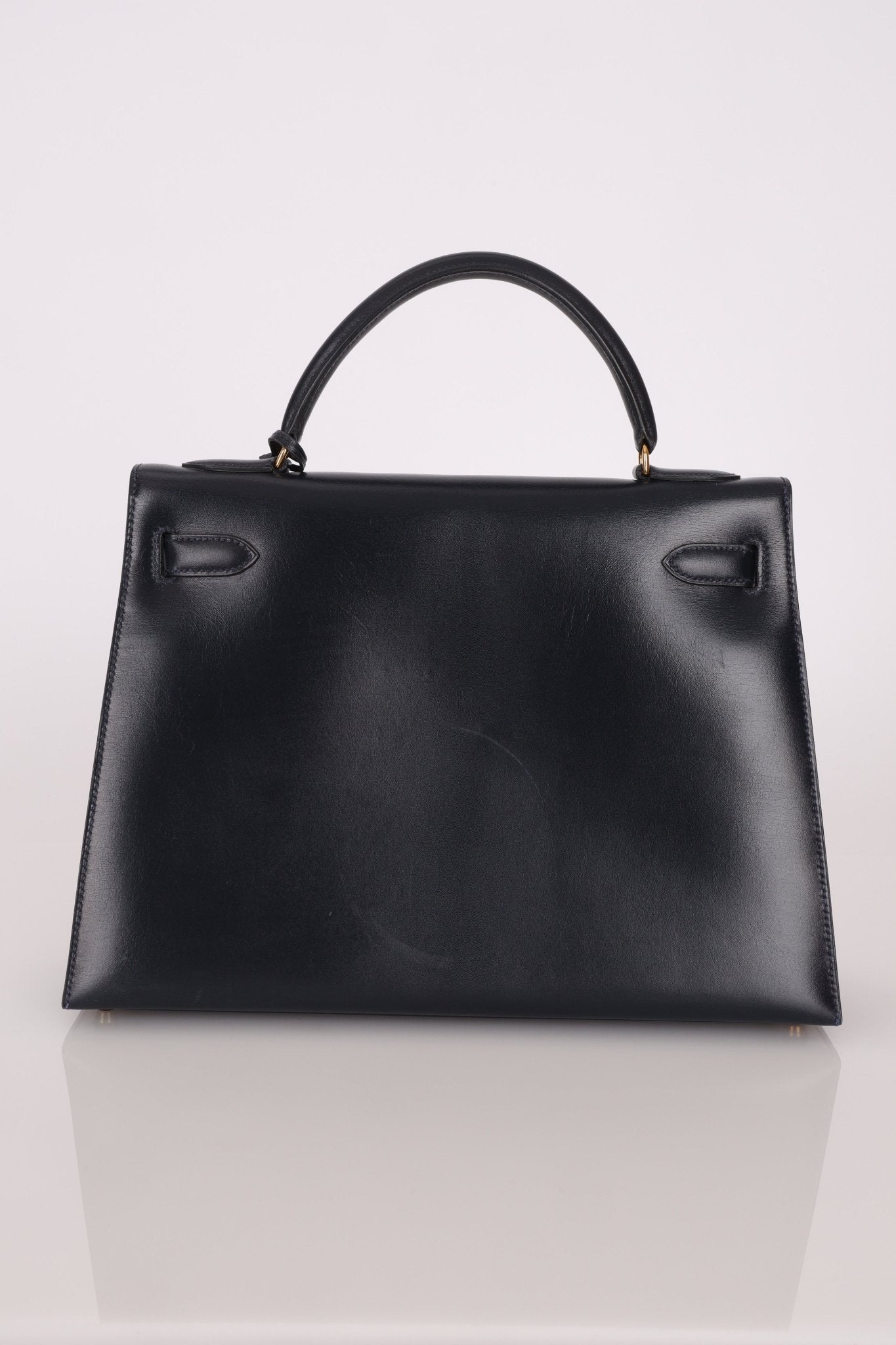 Hermès 1966 Bleu Marine Boxcalf Sellier Kelly 32 GHW - FashioNica