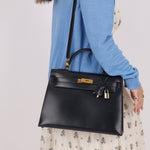 Hermès 1966 Bleu Marine Boxcalf Sellier Kelly 32 GHW - FashioNica