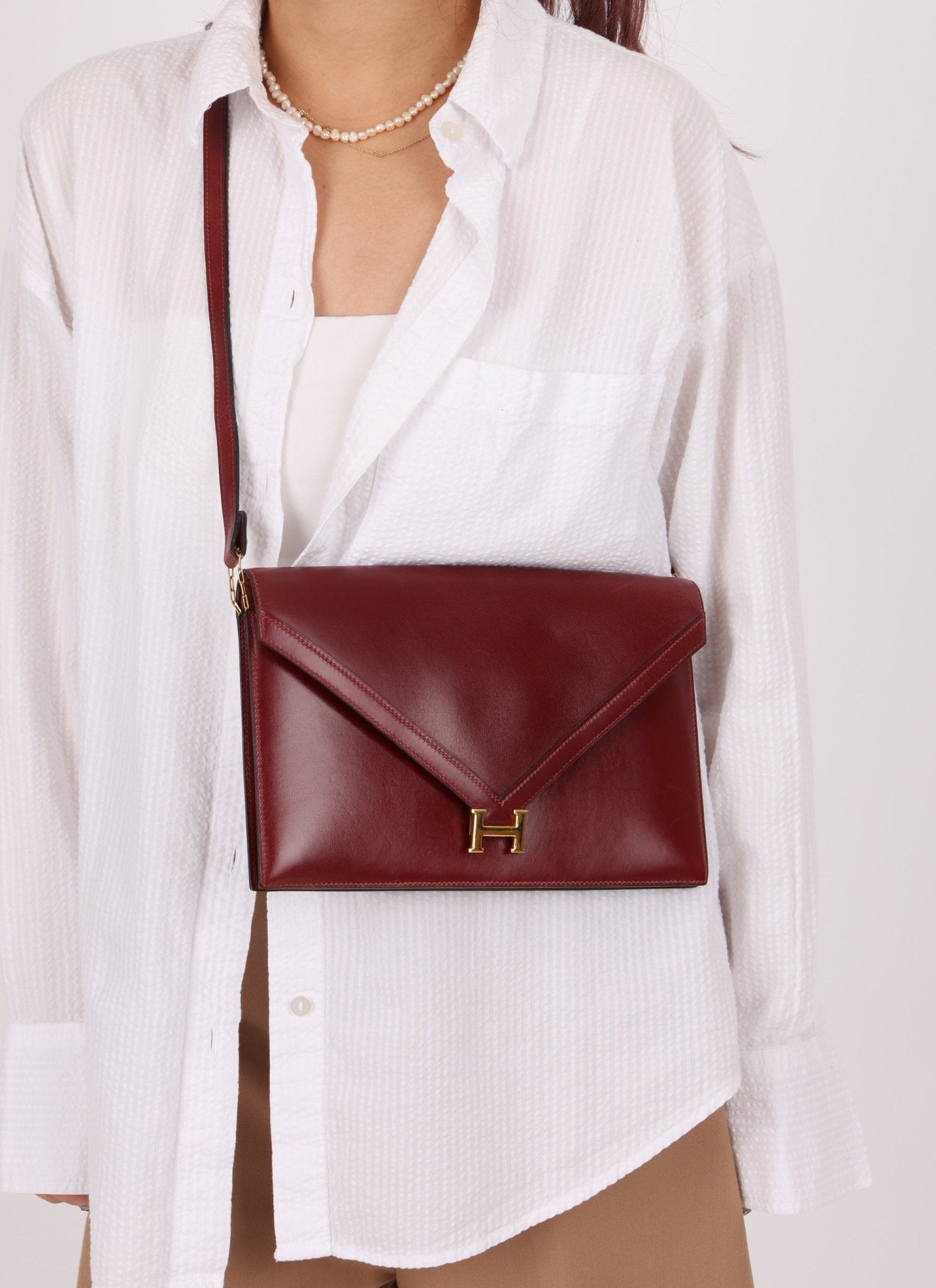 Hermès 1977 Rouge Boxcalf 2 - Way Lydie Bag GHW - FashioNica