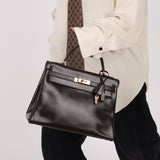 Hermès 1979 Chocolate Box Retourne Kelly 32 with Strap - FashioNica