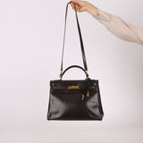 Hermès 1979 Chocolate Box Retourne Kelly 32 with Strap - FashioNica