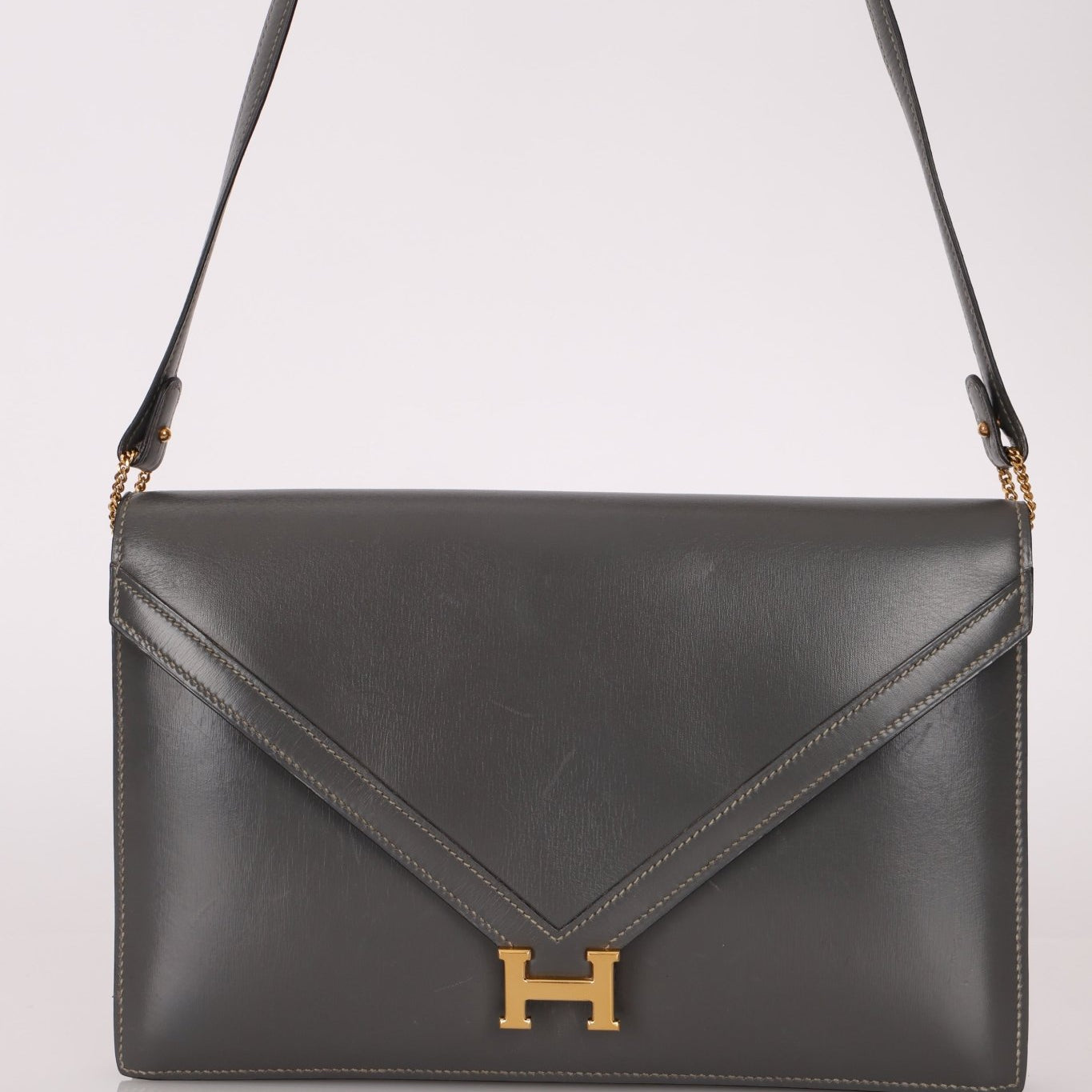 Hermès 1982 Graphite Box Lydie GHW - FashioNica