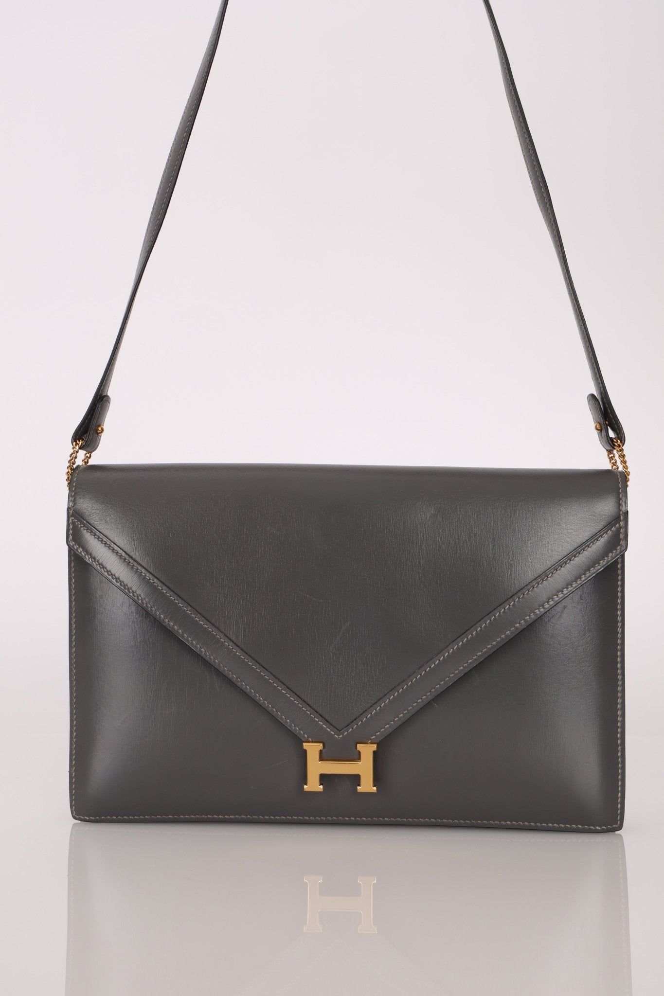 Hermès 1982 Graphite Box Lydie GHW - FashioNica