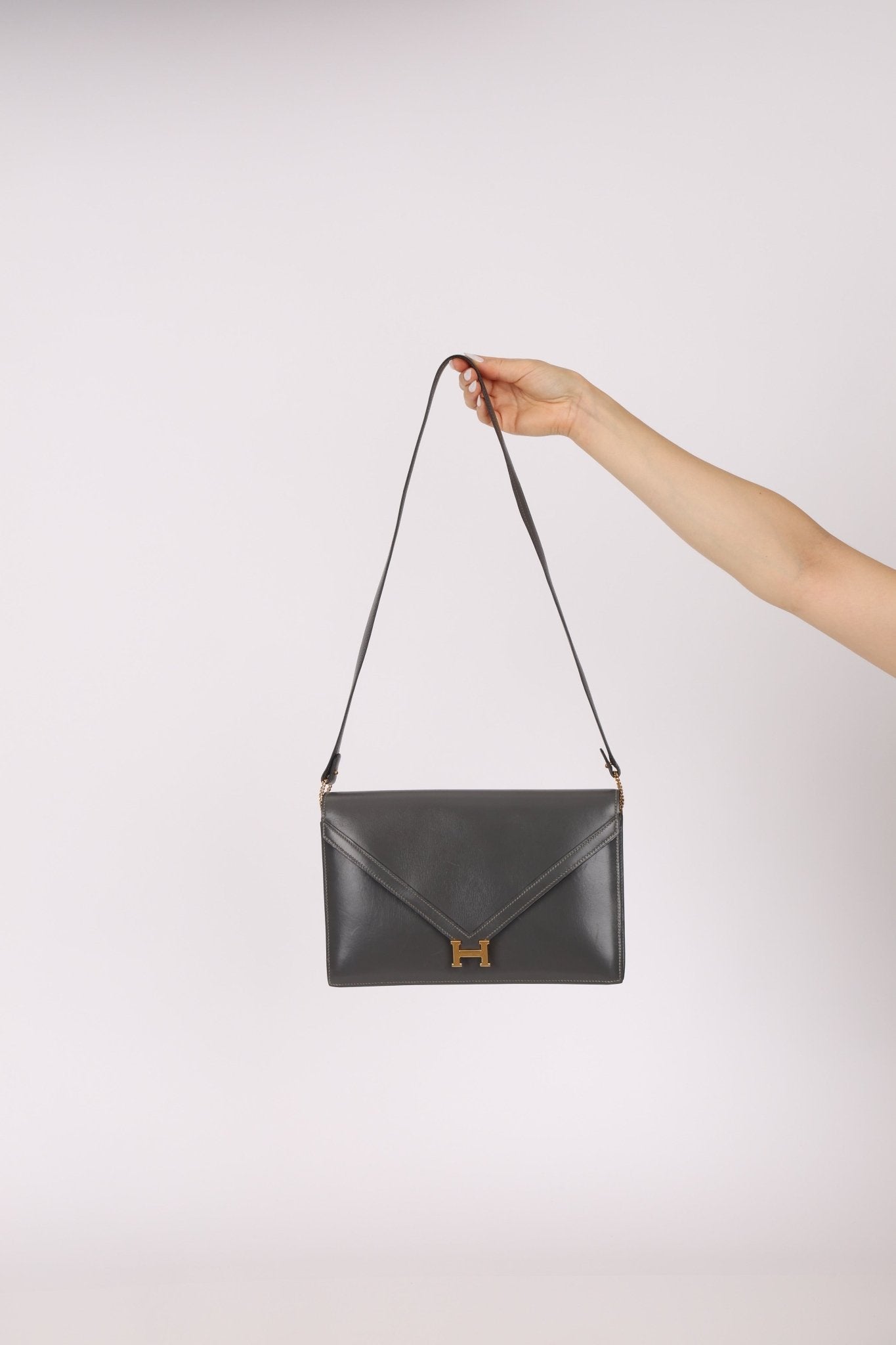 Hermès 1982 Graphite Box Lydie GHW - FashioNica