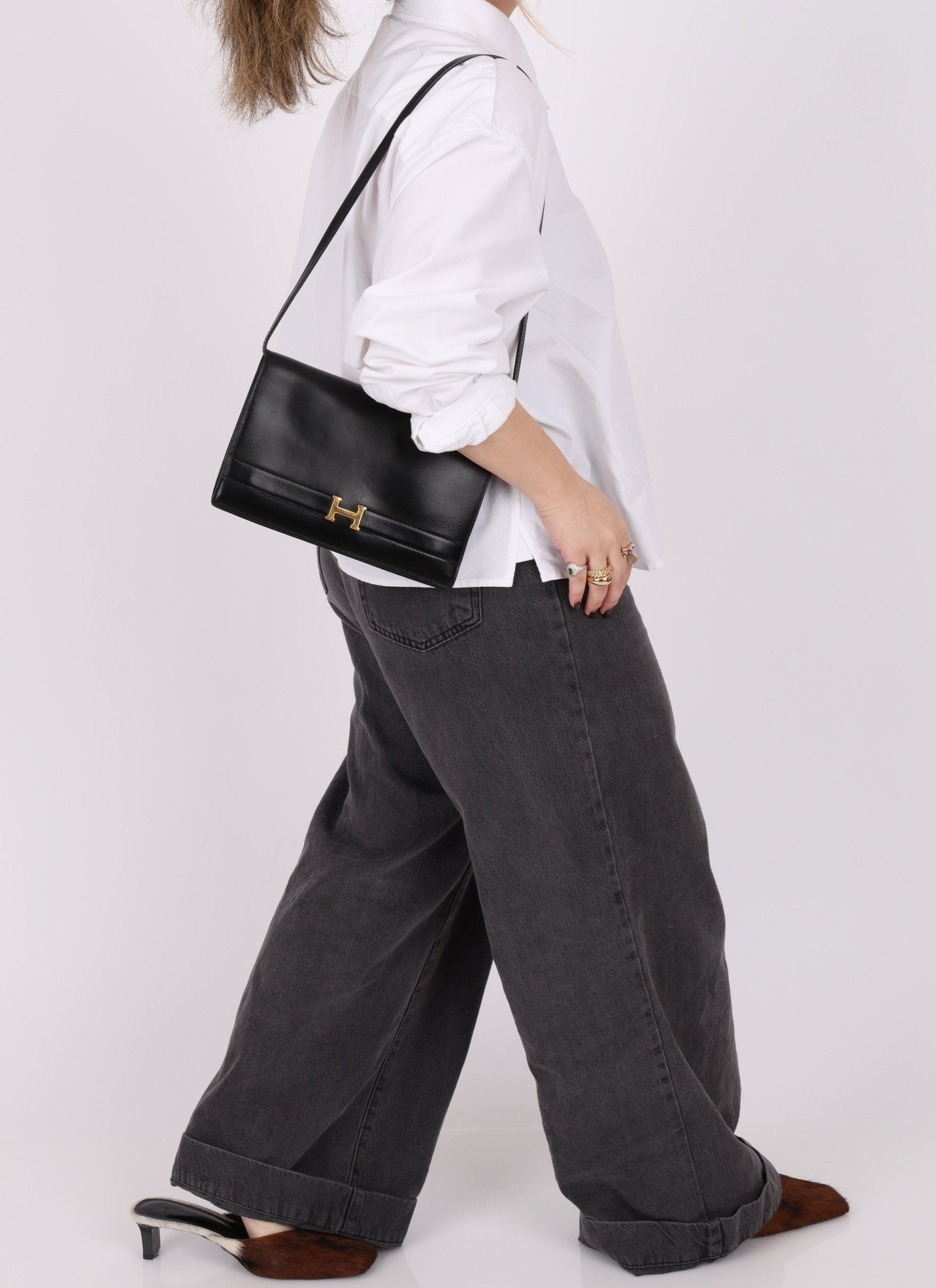 Hermès 1985 Annie Boxcalf Shoulder Bag - FashioNica