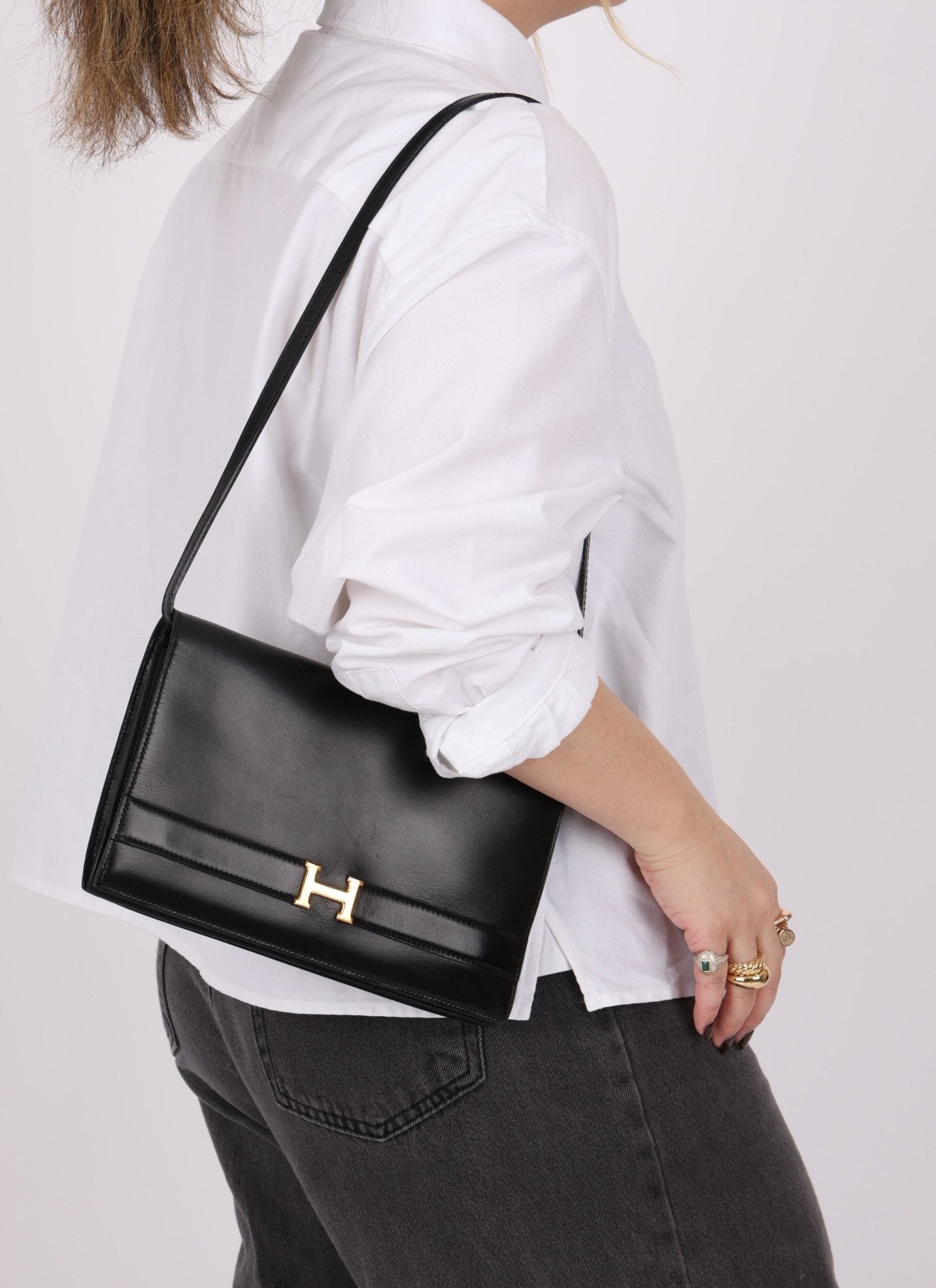 Hermès 1985 Annie Boxcalf Shoulder Bag - FashioNica