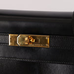 Hermès 1986 Noir Box Kelly 28 Sellier GHW - FashioNica