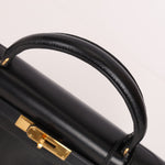 Hermès 1986 Noir Box Kelly 28 Sellier GHW - FashioNica