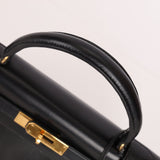 Hermès 1986 Noir Box Kelly 28 Sellier GHW - FashioNica