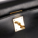 Hermès 1986 Noir Box Kelly 28 Sellier GHW - FashioNica
