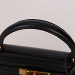 Hermès 1986 Noir Box Kelly 28 Sellier GHW - FashioNica