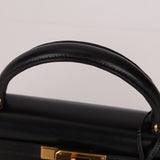 Hermès 1986 Noir Box Kelly 28 Sellier GHW - FashioNica