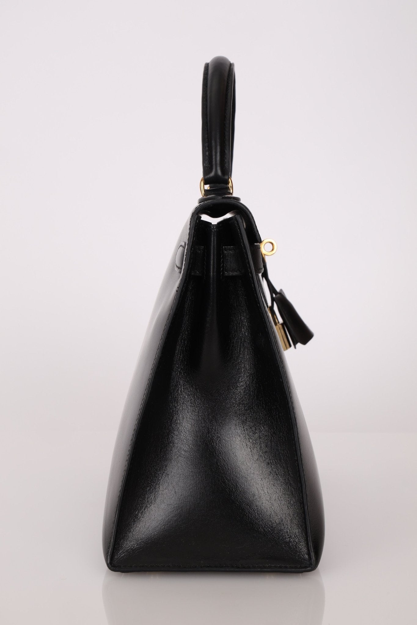 Hermès 1986 Noir Box Kelly 28 Sellier GHW - FashioNica