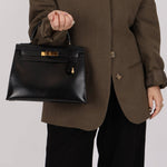 Hermès 1986 Noir Box Kelly 28 Sellier GHW - FashioNica