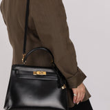 Hermès 1986 Noir Box Kelly 28 Sellier GHW - FashioNica