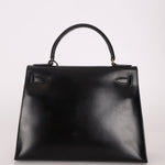 Hermès 1986 Noir Box Kelly 28 Sellier GHW - FashioNica