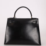 Hermès 1986 Noir Box Kelly 28 Sellier GHW - FashioNica