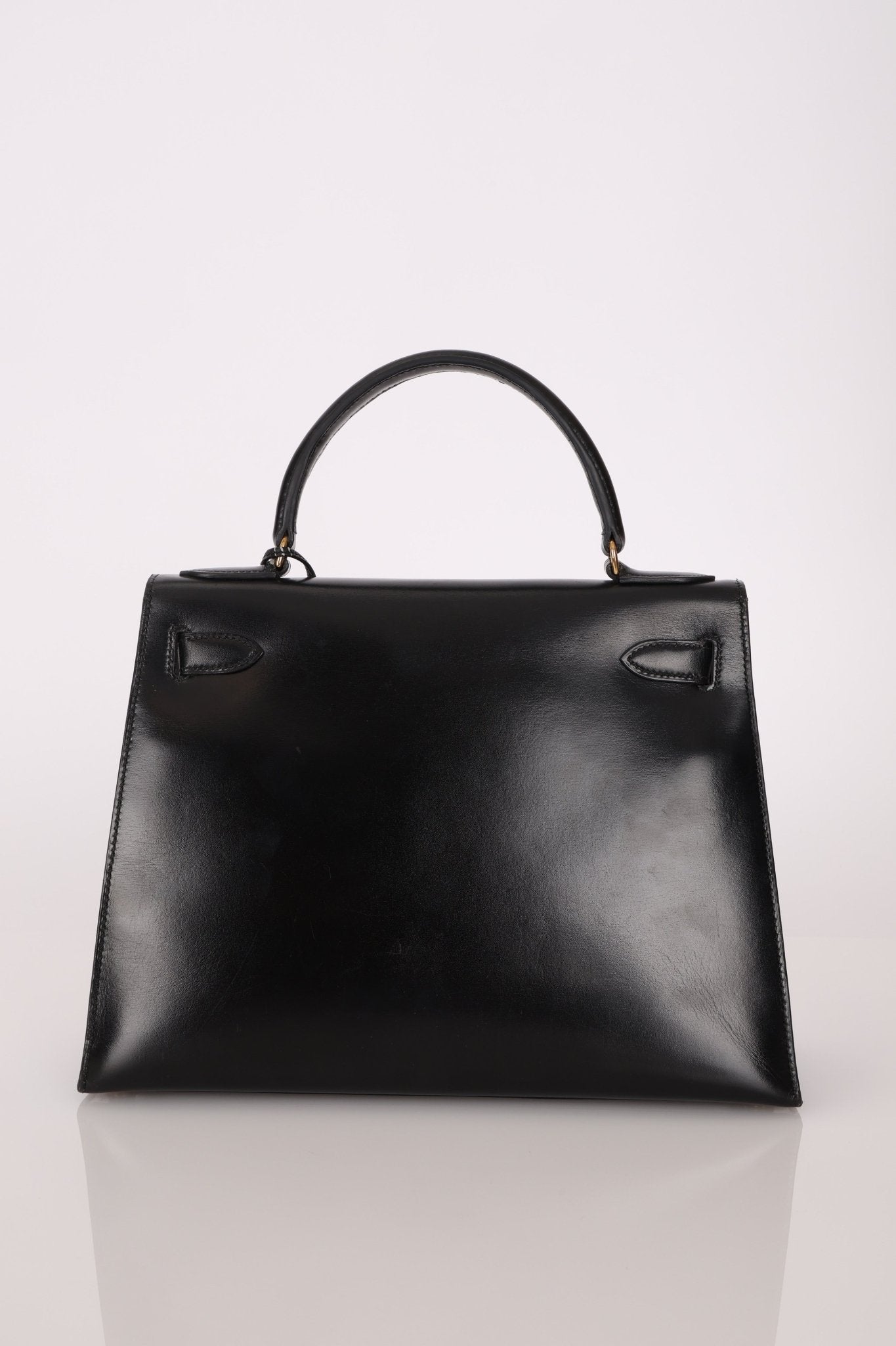Hermès 1986 Noir Box Kelly 28 Sellier GHW - FashioNica