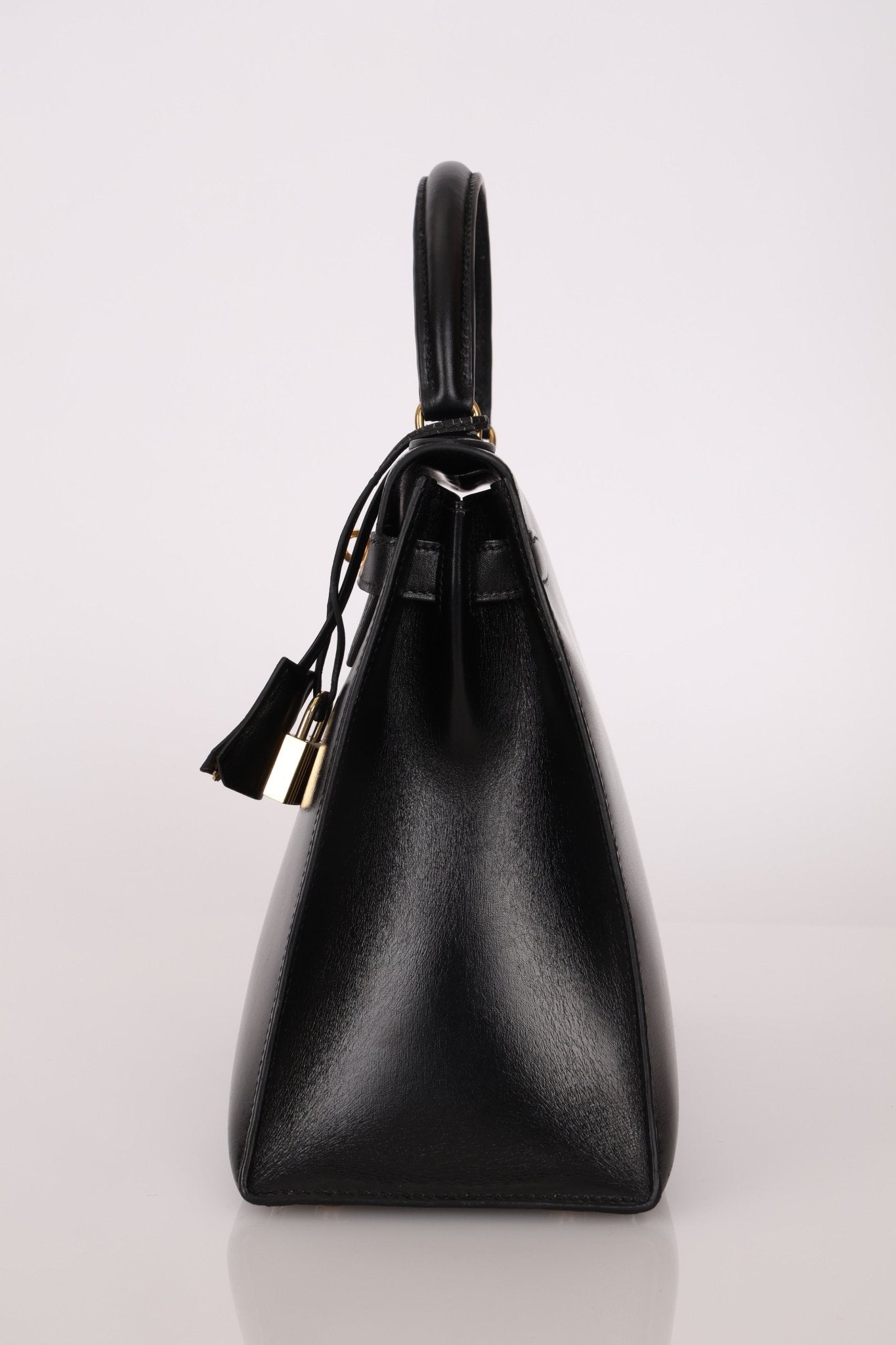 Hermès 1986 Noir Box Kelly 28 Sellier GHW - FashioNica