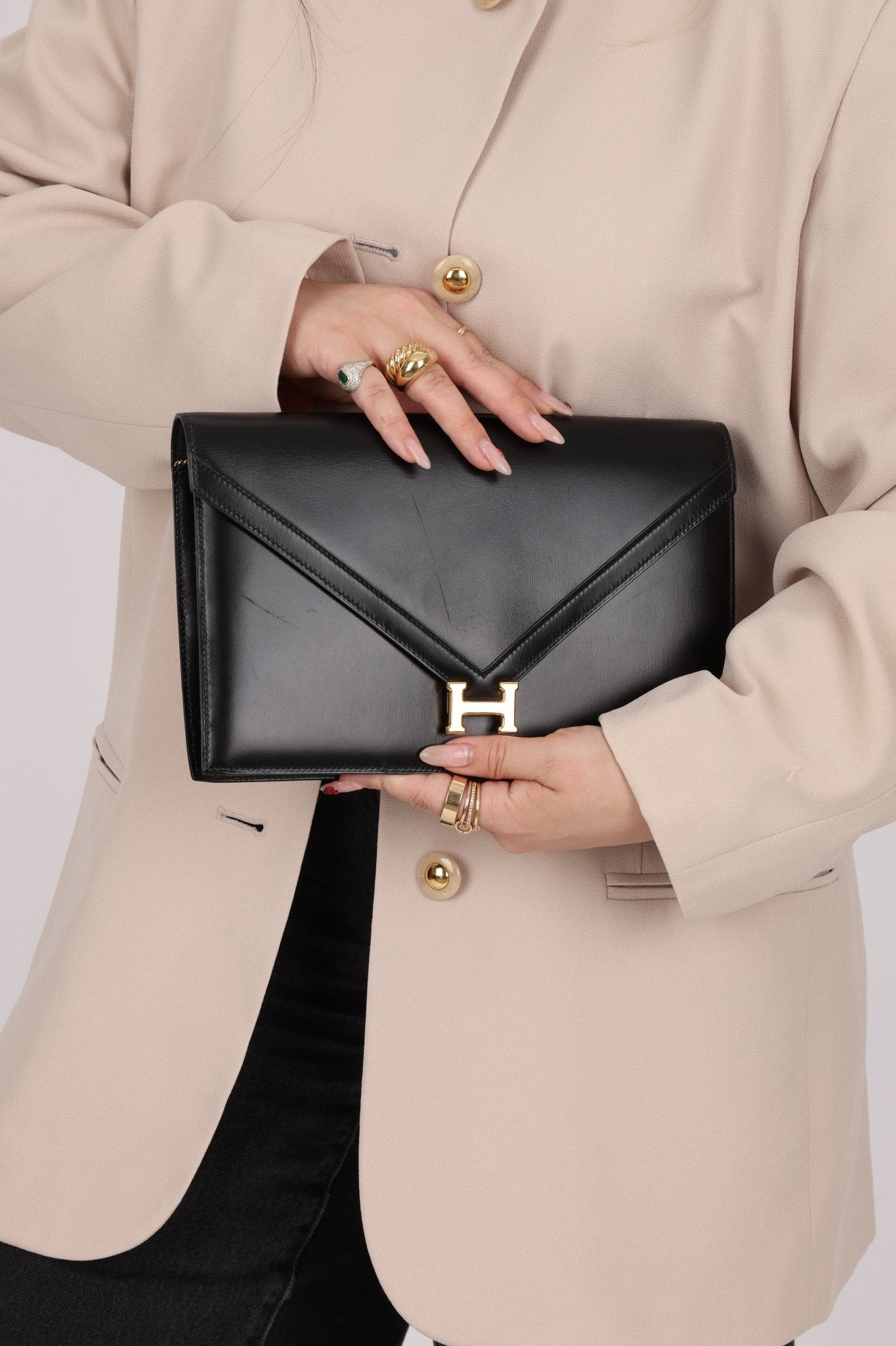 Hermès 1990 Noir Box Lydie GHW - FashioNica