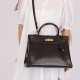 Hermès 1991 Chocolate Box Kelly 35 GHW - FashioNica