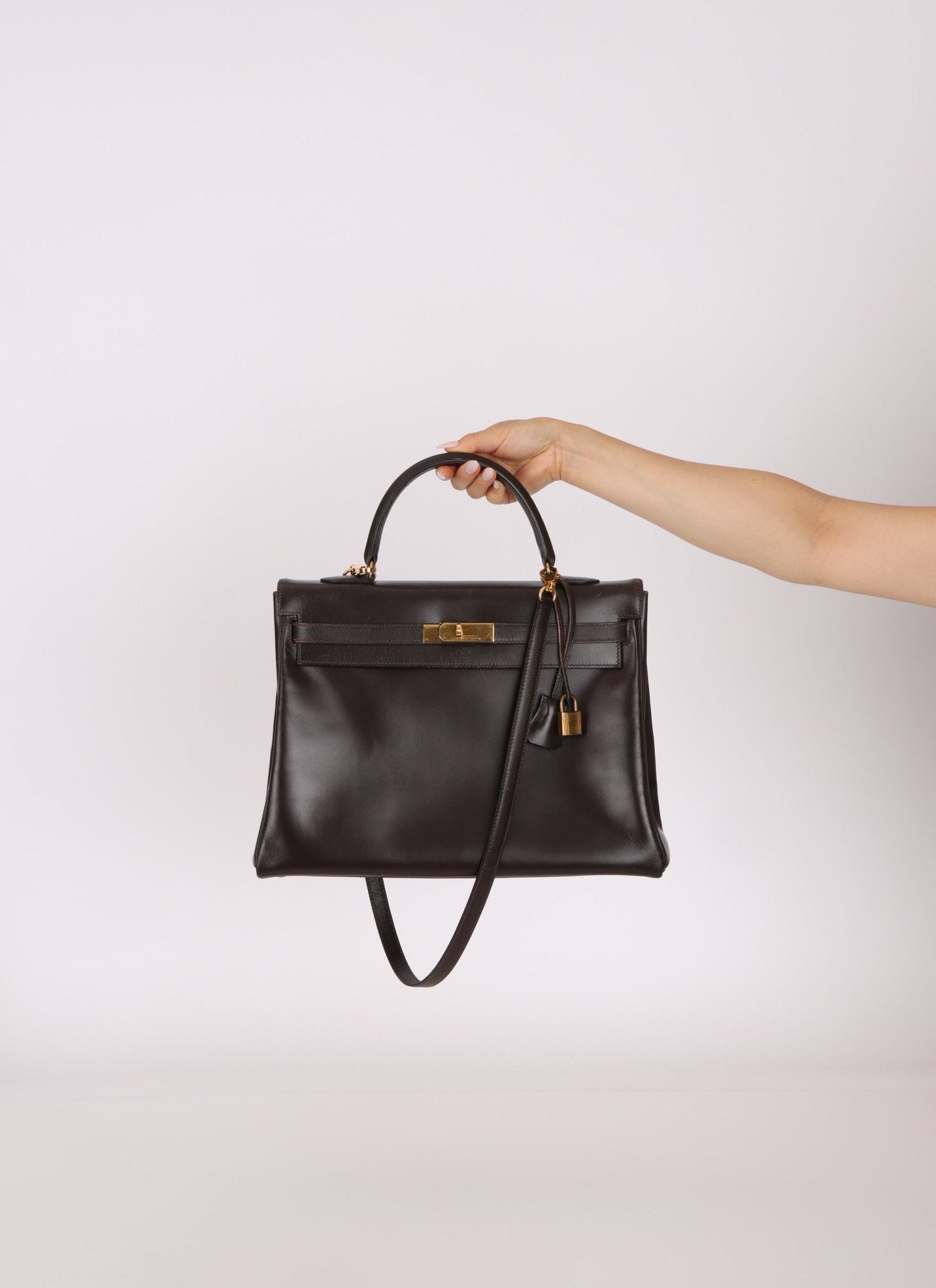 Hermès 1991 Chocolate Box Kelly 35 GHW - FashioNica