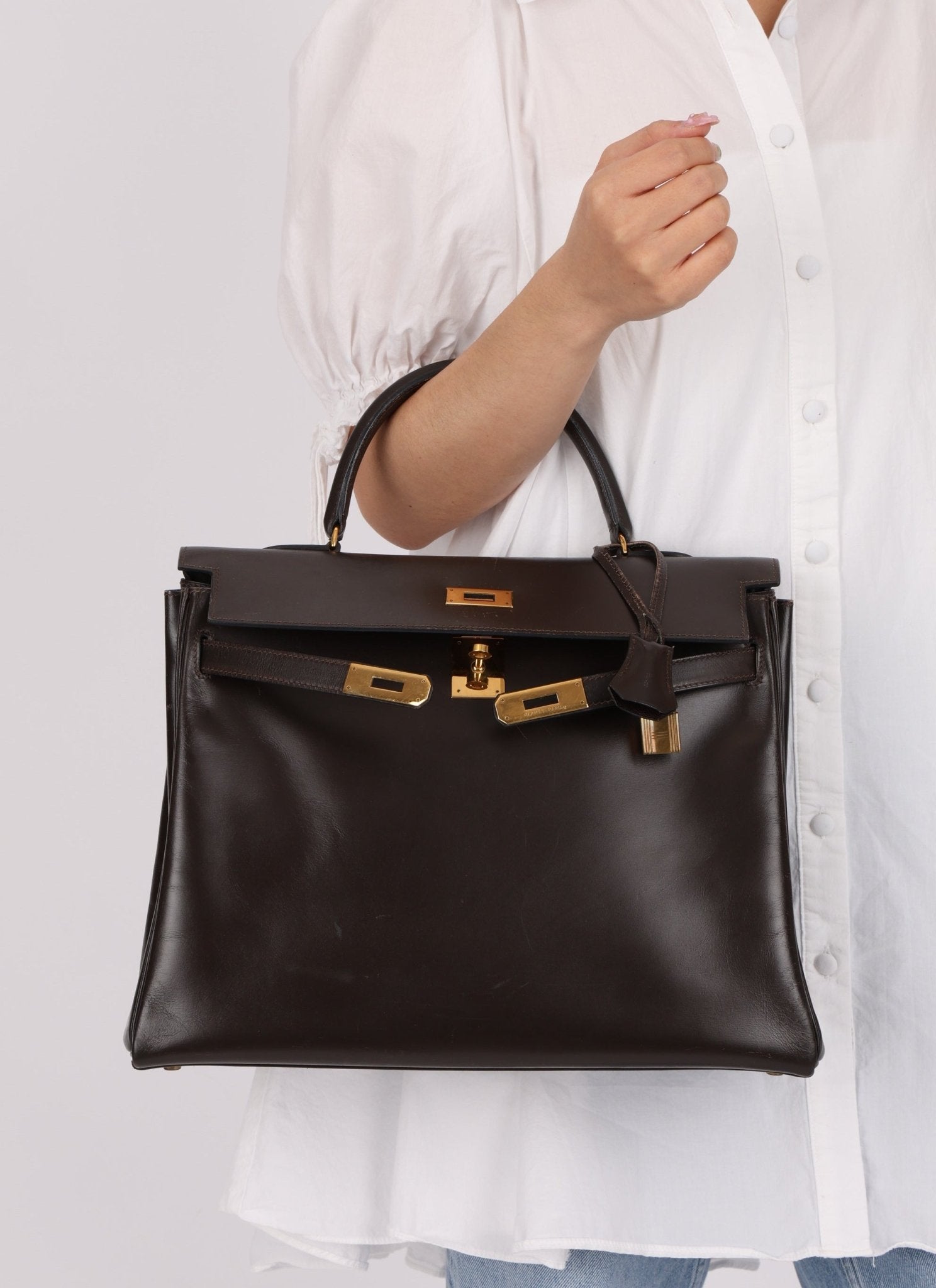 Hermès 1991 Chocolate Box Kelly 35 GHW - FashioNica