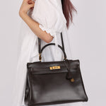 Hermès 1991 Chocolate Box Kelly 35 GHW - FashioNica