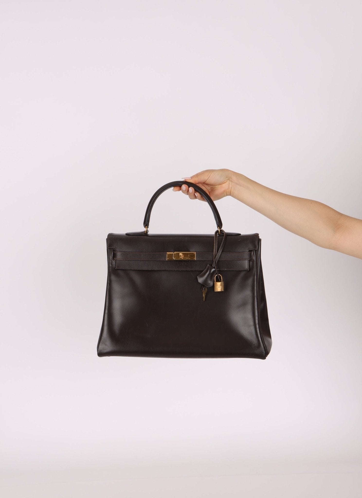 Hermès 1991 Chocolate Box Kelly 35 GHW - FashioNica