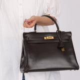 Hermès 1991 Chocolate Box Kelly 35 GHW - FashioNica