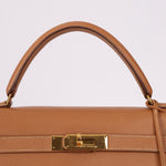 Hermès 1992 Natural Courchevel Retourne Kelly 32 GHW with Strap - FashioNica