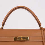 Hermès 1992 Natural Courchevel Retourne Kelly 32 GHW with Strap - FashioNica