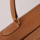 Hermès 1992 Natural Courchevel Retourne Kelly 32 GHW with Strap - FashioNica