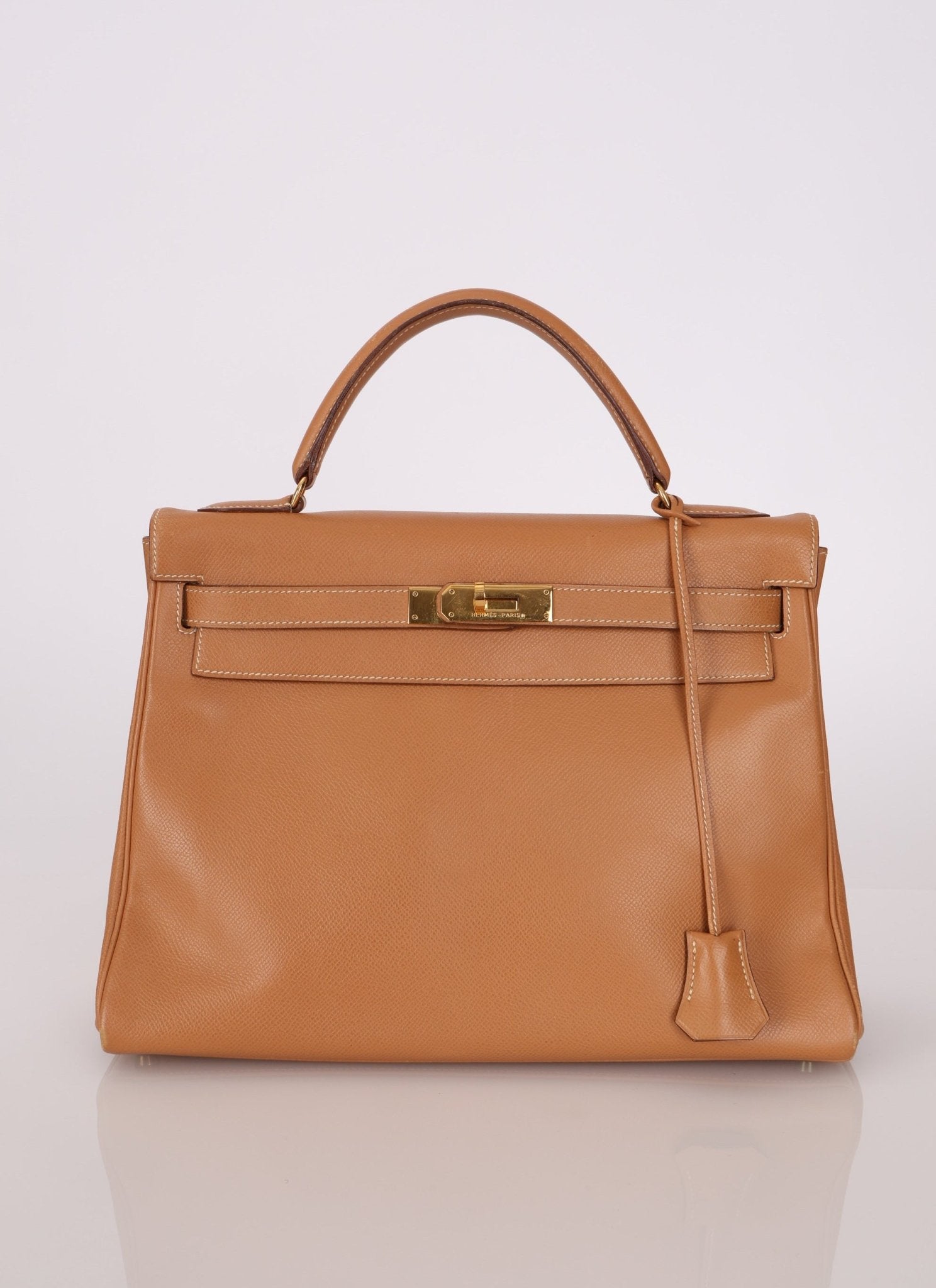 Hermès 1992 Natural Courchevel Retourne Kelly 32 GHW with Strap - FashioNica