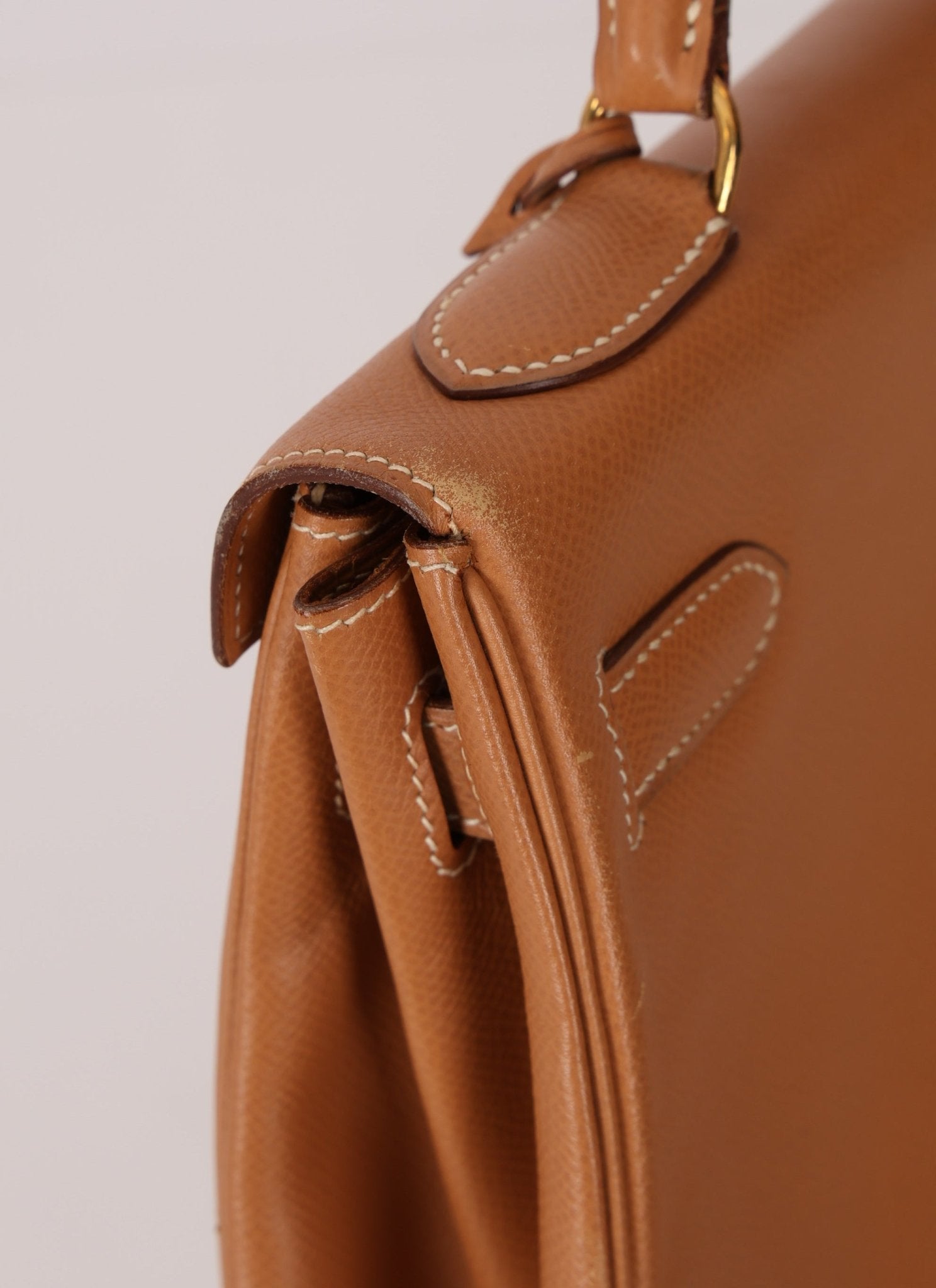 Hermès 1992 Natural Courchevel Retourne Kelly 32 GHW with Strap - FashioNica