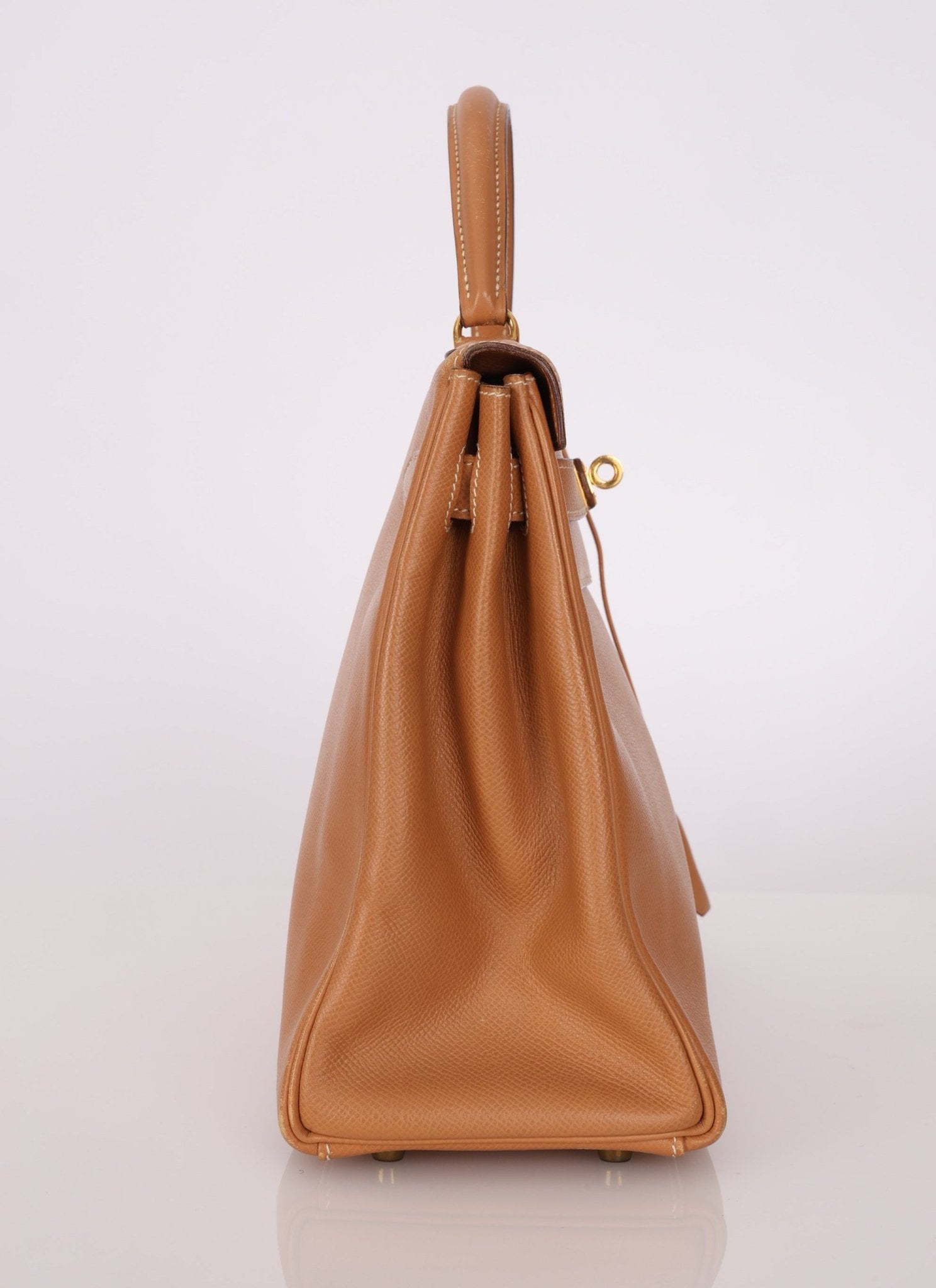 Hermès 1992 Natural Courchevel Retourne Kelly 32 GHW with Strap - FashioNica