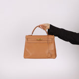 Hermès 1992 Natural Courchevel Retourne Kelly 32 GHW with Strap - FashioNica
