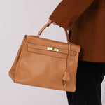 Hermès 1992 Natural Courchevel Retourne Kelly 32 GHW with Strap - FashioNica
