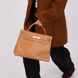 Hermès 1992 Natural Courchevel Retourne Kelly 32 GHW with Strap - FashioNica