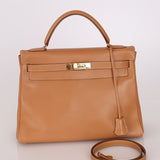 Hermès 1992 Natural Courchevel Retourne Kelly 32 GHW with Strap - FashioNica