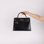 Hermès 1993 Black Box Sellier Kelly 32 GHW - FashioNica